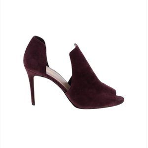 NWOT Suede L&T Gracie Rasin Purple Maroon Red 4" Heel Peep Toe Shoes Sandals